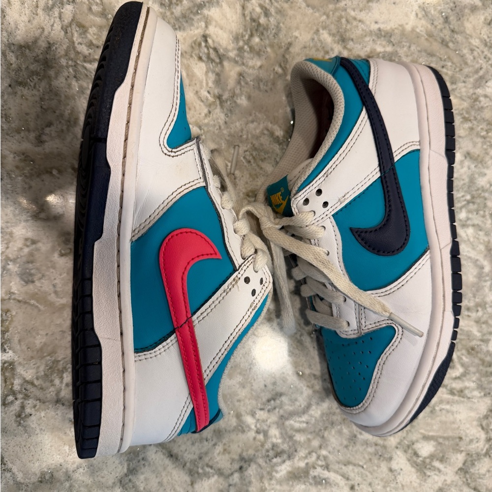 Nike Boy’s Teal and Pink Dunk sneakers